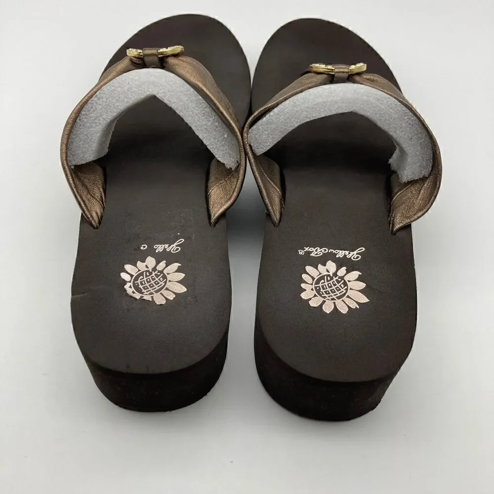 Yellow Box Duncan Leather Bronze Sandals Size 9